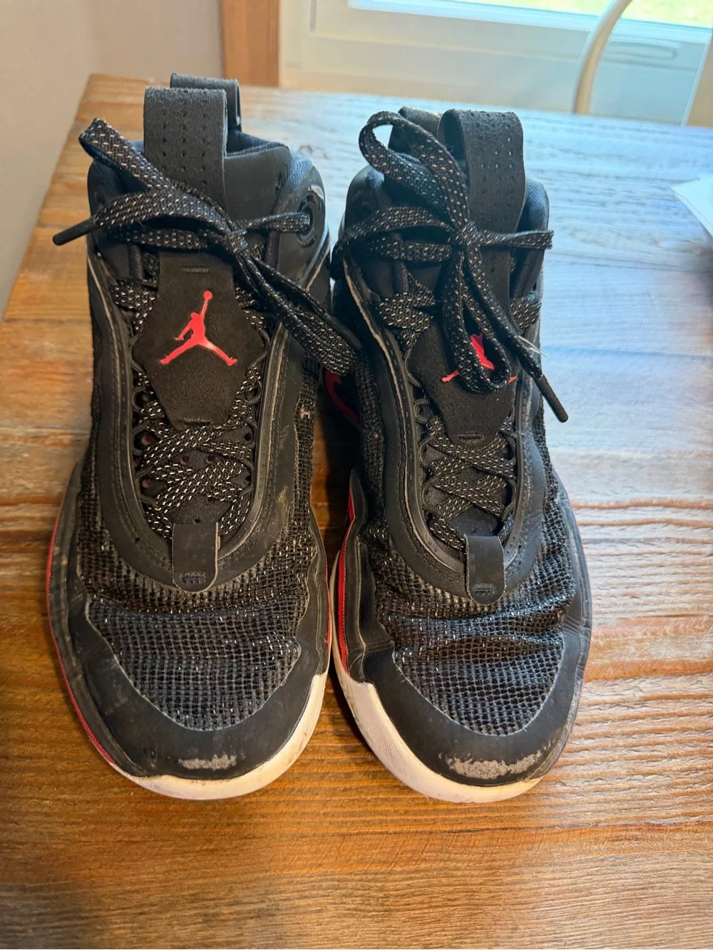 Jordan Kids Black and Red High-Top Sneakers